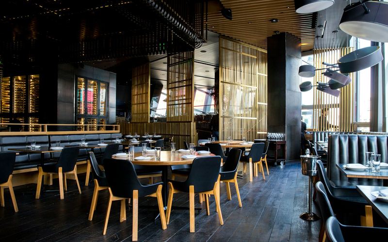 Modern restaurant dining room ready for service